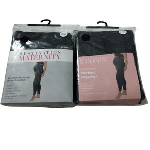 2 Destination Maternity Seamless Maternity Active Black Leggings Comfort…